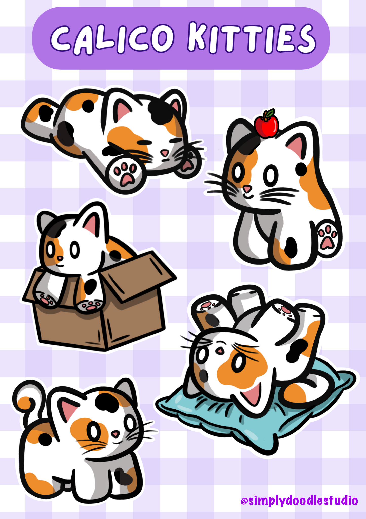 Calico Kitties Sticker Sheet
